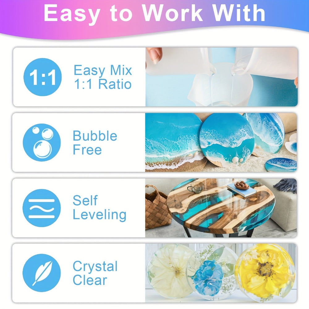 Ultra-Clear Epoxy Resin Kit 1 2 3 Gallon Fast Curing Bubble-Free Non-Yellowing for Entryways, Bedrooms and Living Spaces