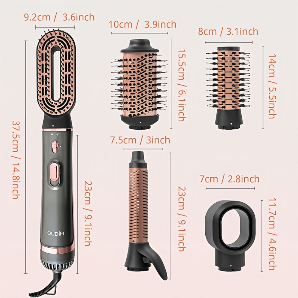 Negative Ion Hair Dryer Brush 4-in-1 Hot Air Styler, Curl, Straighten, Scalp Massage & Blow Dry, Adjustable Heat & Wind Speed