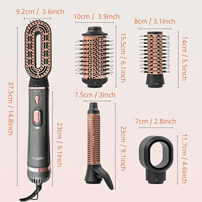 Negative Ion Hair Dryer Brush 4-in-1 Hot Air Styler, Curl, Straighten, Scalp Massage & Blow Dry, Adjustable Heat & Wind Speed