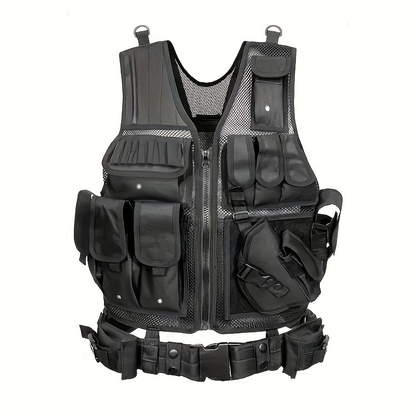 Tactical Fishing Vest with Quick Release – Lightweight Breathable Multi-Pocket Outdoor Vest for Men Camping Hiking Hunting Training