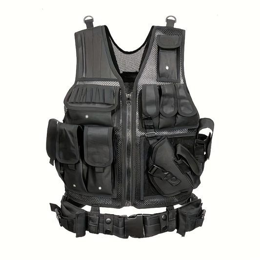 Tactical Fishing Vest with Quick Release – Lightweight Breathable Multi-Pocket Outdoor Vest for Men Camping Hiking Hunting Training