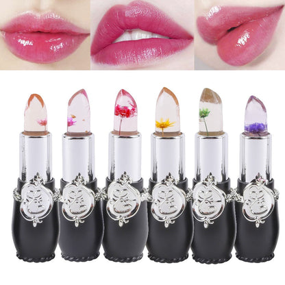 Color Changing Lip Balm Set 6PCS Flower Jelly Lipstick Thermostat Tinted Peach Flavor, for Makeup, Travel and Everyday Vanity Use