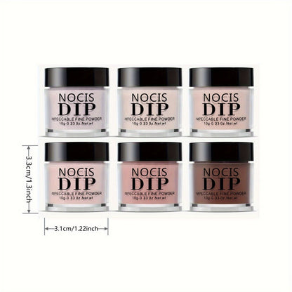 Nude Dipping Powder Set 6 Colors Light Beige Brown Neutral Shades Odorless Acrylic Nail Powder for French