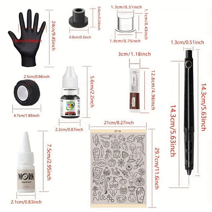 DIY Tattoo Kit for Beginners No Electricity No Drawing for Temporary Body Art, Festivals and Costumes