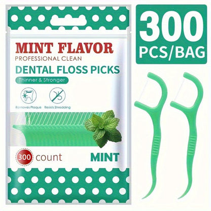 Mint Floss Picks 600 Count – Ultra-Fine Disposable Dental Floss Sticks, Interdental Cleaning, Plaque Removal, Fresh Breath
