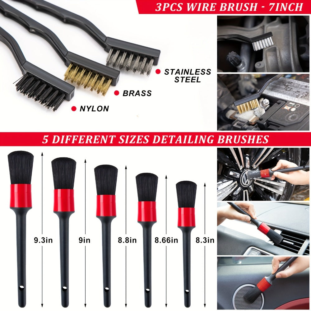 26/42-Piece Complete Car Wash & Detailing Kit – Foam Spray Gun, Portable Vacuum, Windshield Cleaner, Tire Brush