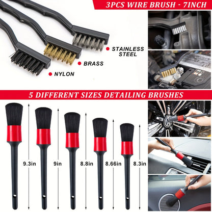26/42-Piece Complete Car Wash & Detailing Kit – Foam Spray Gun, Portable Vacuum, Windshield Cleaner, Tire Brush