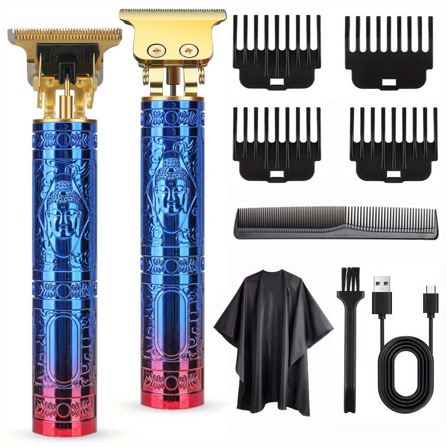 Electric Hair Clipper & Beard Trimmer Set for Men – USB Rechargeable Cordless Haircut Kit with 4 Guide Combs | Professional Home Barber