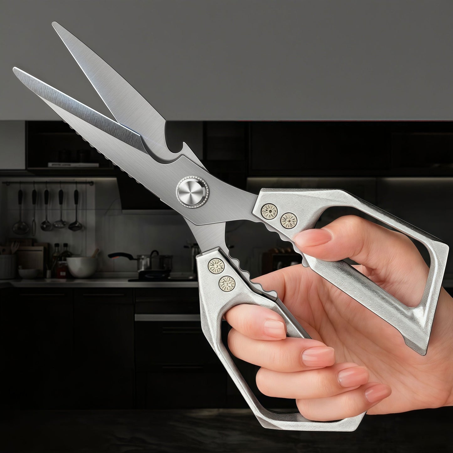 Professional Kitchen Scissors 304 Stainless Steel Shears Multi-Purpose for Meat Bone Herbs Poultry Packaging Chef Daily Use