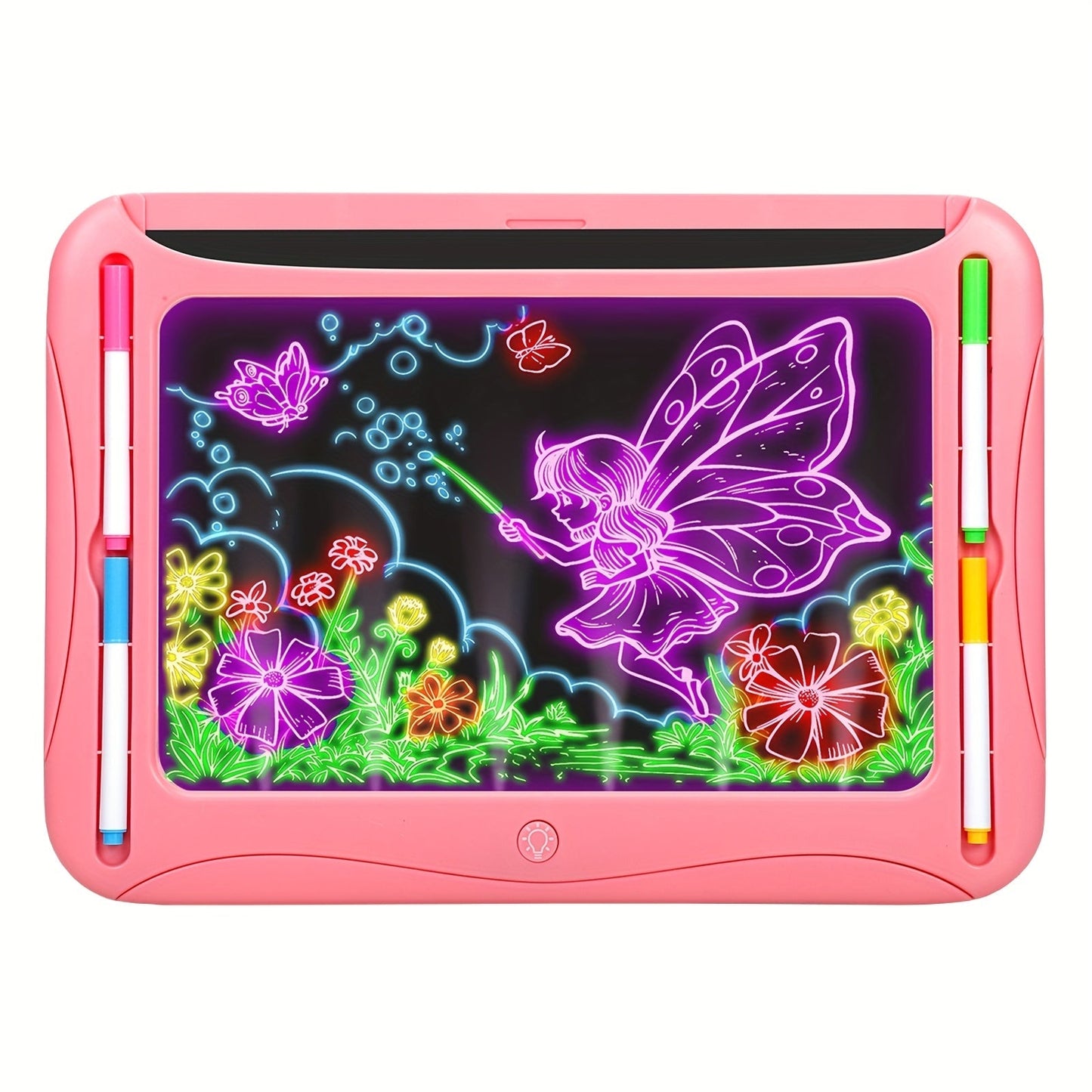 LED Light Up Drawing Board for Kids, 9 Double-Sided Tracing Cards 6 Markers Glow Doodle Travel Art Toy for Girls Boys Ages 3-8