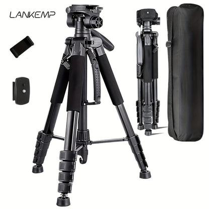 Camera Tripod 74 Inch Aluminum Alloy with Dual Quick Release Plate, Phone Clip & Carrying Bag, Professional Stand for DSLR