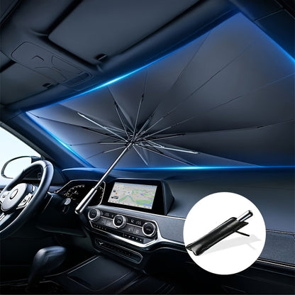 Windshield Sun Shade UV Protection | Auto Open & Fold One-Button, Fiberglass Skeleton, Opaque Insulation, Fits Most Cars SUVs Trucks