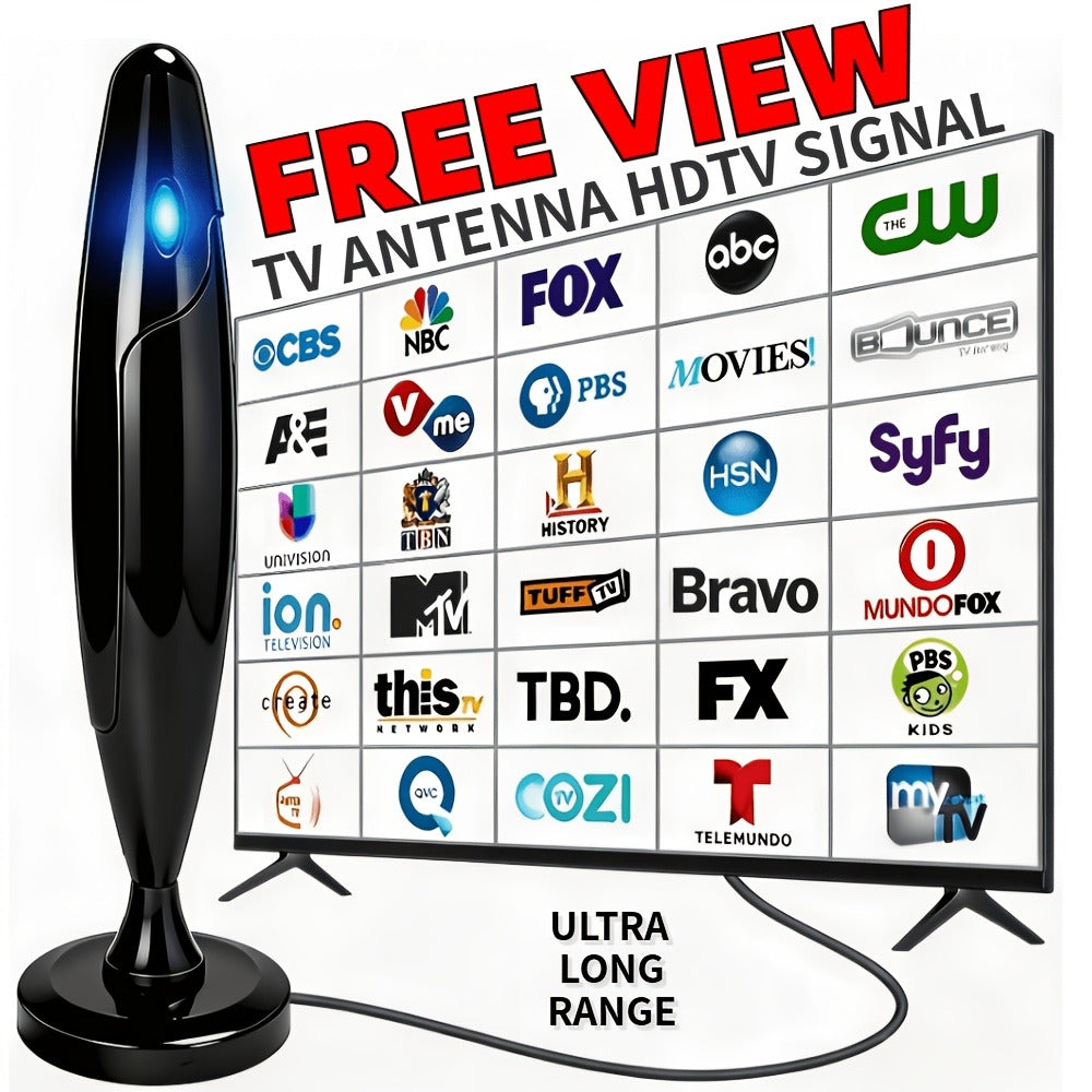 AI Smart TV Antenna Indoor with Signal Booster Amplifier – 4K 1080P HD, Digital Tuner, Range Extender, Home Theater & Streaming Compatible
