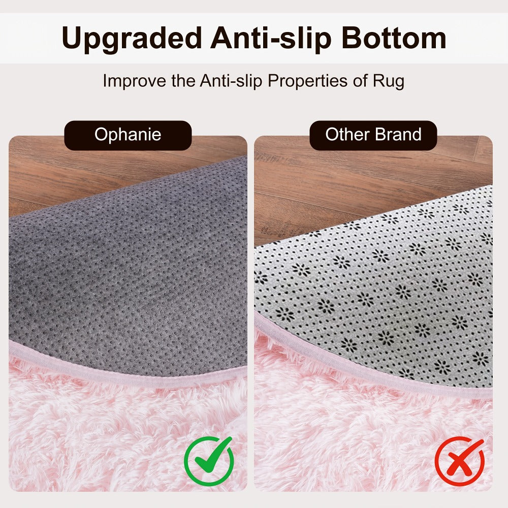 Area Rug 6x6 Round Light Pink Plush Circle with Hand-Washable Care for Bedroom or Living Room
