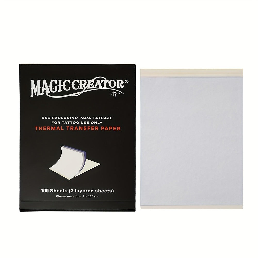 Tattoo Transfer Paper 100 Sheets 4-Layer Thermal Stencil, Sharp Precise Design Transfer, Hand Drawing &