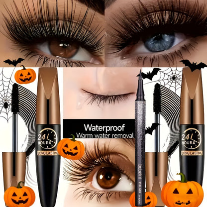 8D Fiber Mascara Set 2 Pcs Volumizing Lengthening Smudge-Proof Waterproof Lash Extension, for Makeup, Travel and Everyday Vanity Use