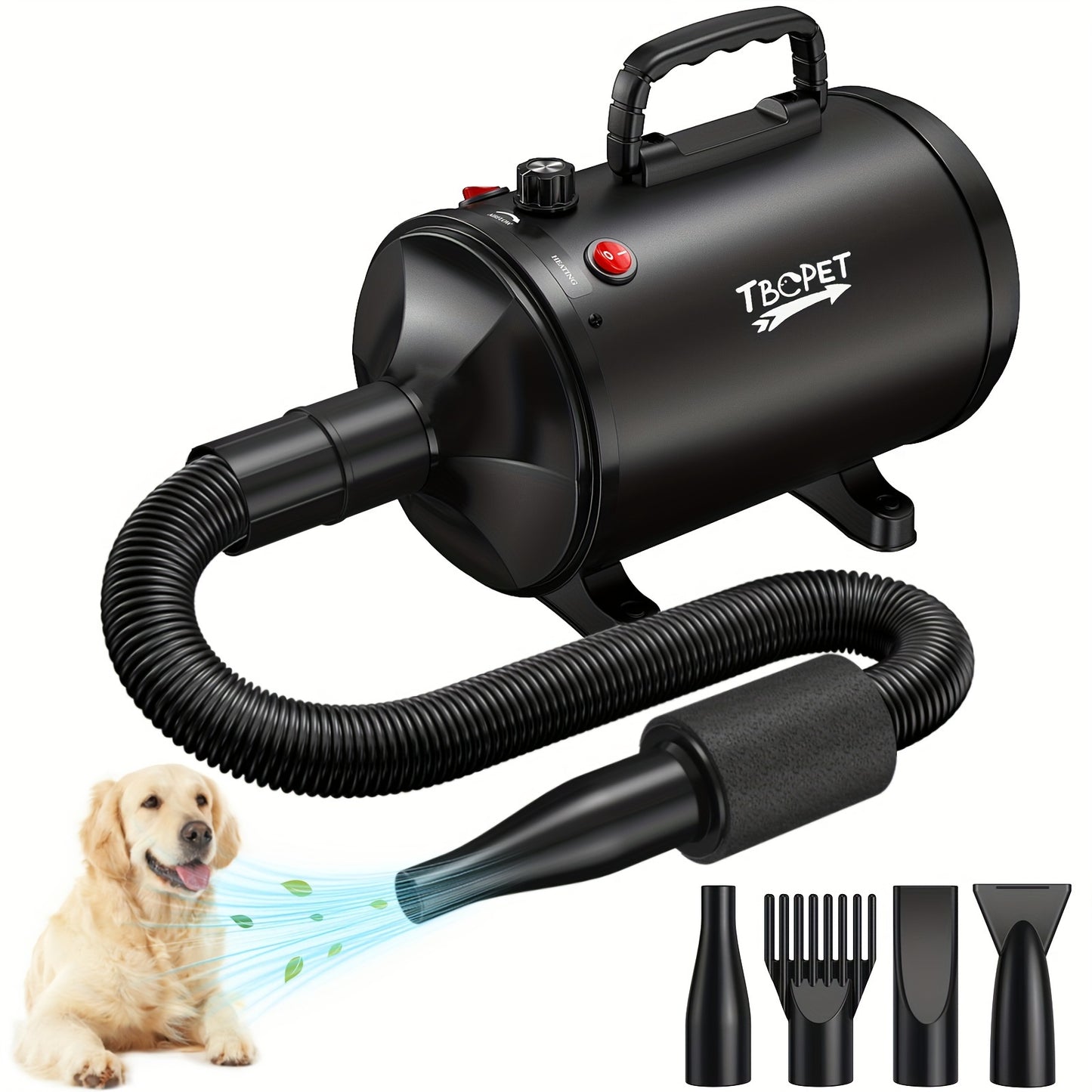 Dog Hair Dryer 3800W High Power – Professional Pet Grooming Blow Dryer with Adjustable Speed & Temperature Control