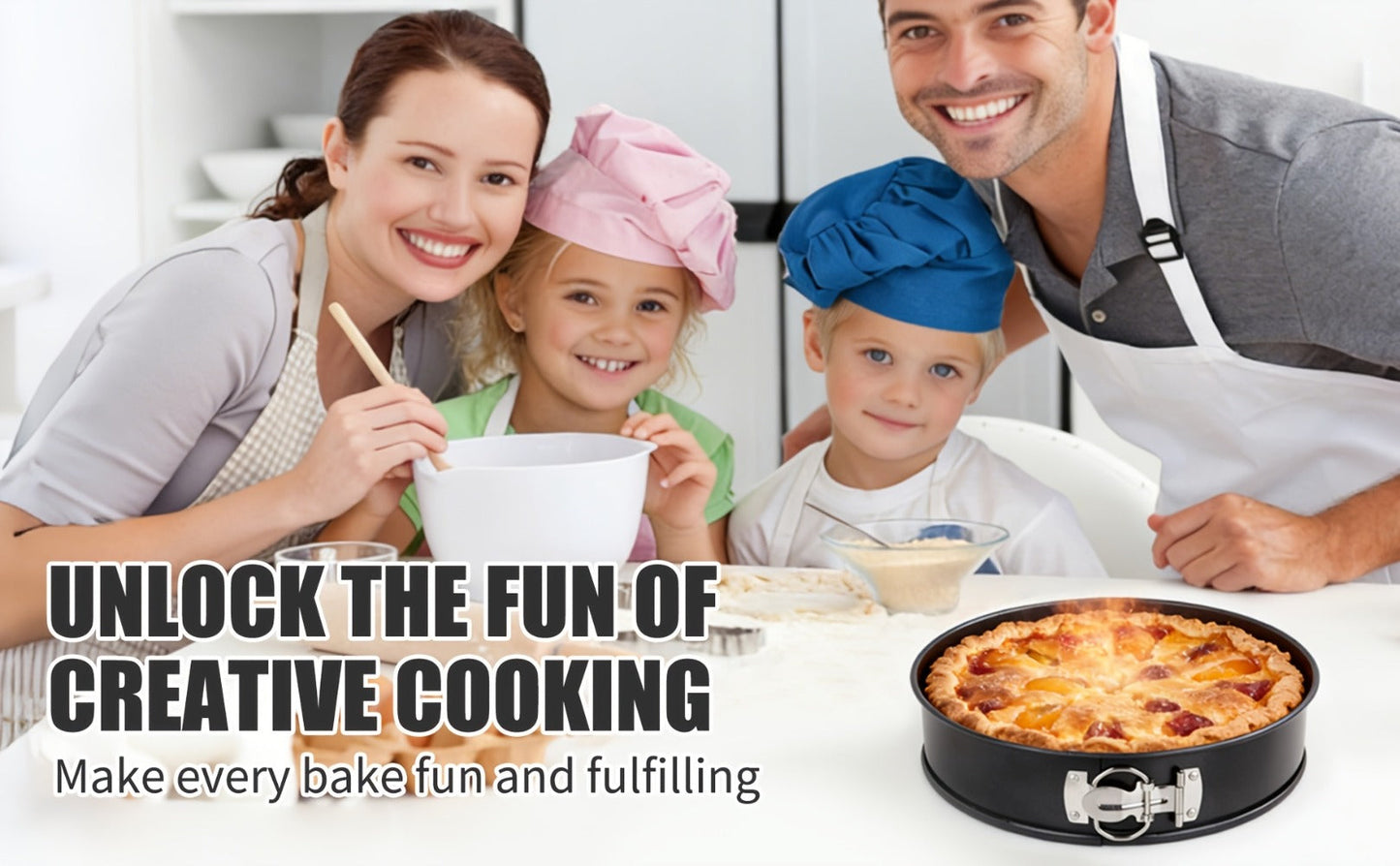 Springform Cake Pan Set, Nonstick Carbon Steel Cheesecake Pan with Removable Bottom & Locking Latch
