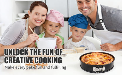 Springform Cake Pan Set, Nonstick Carbon Steel Cheesecake Pan with Removable Bottom & Locking Latch