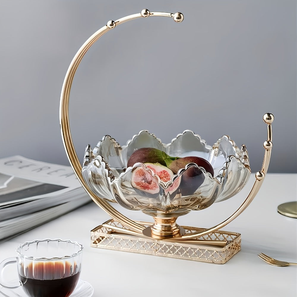 Glass Fruit Bowl Decorative Serving Tray – Modern Minimalist Centerpiece for Living Room, Dining & Kitchen | European Luxury Style Home