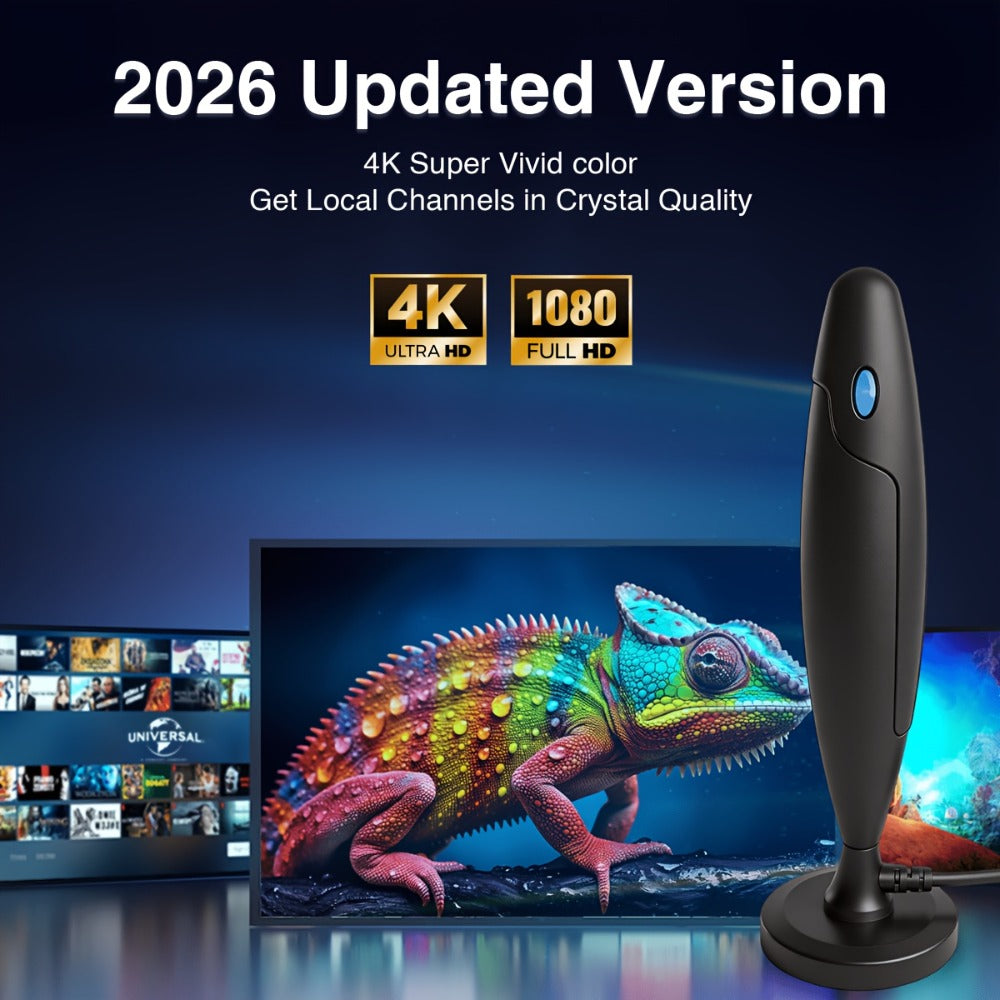 AI Smart TV Antenna Indoor with Signal Booster Amplifier – 4K 1080P HD, Digital Tuner, Range Extender, Home Theater & Streaming Compatible