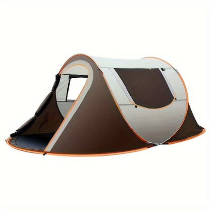 Camping Tent 4-Person Pop-Up with PU 2000mm Fabrics, 4.5mm Fiberglass Rods and Anchoring Kit