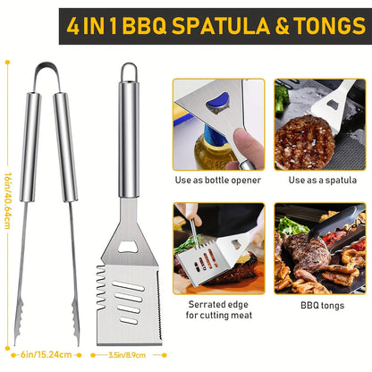 Griddle Tool Set 34 Piece 304 Stainless Steel Flat Top Grill Accessories with Spatula, Tongs & Scraper – Teppanyaki BBQ Tools for Outdoor