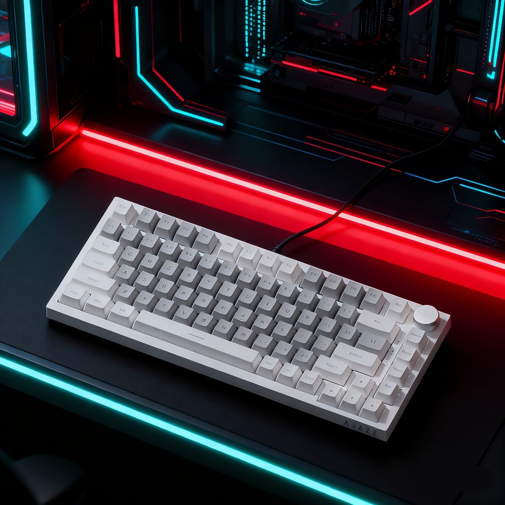 Hot Swap Gasket Mechanical Keyboard AJAZZ AK820 75%, Wireless 2.4GHz & Wired, Volume Knob, South-Facing RGB