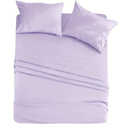 Bed Sheet Set Microfiber with Size-Dependent 3- or 4-Piece Contents, Four Bed Sizes and Eleven Colors