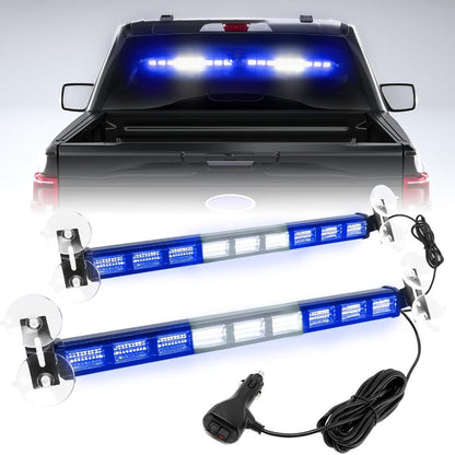 Visor Light Bar 162 LEDs 4-Color Switchable Emergency Warning Light Bar with 27 Flash Patterns Dual Switch Windshield Dash Lights for Trucks
