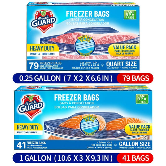 Freezer Storage Bags Resealable, Sturdy Bulk Food Storage Bags with Easy-Open Tabs for Freezer & Refrigerator
