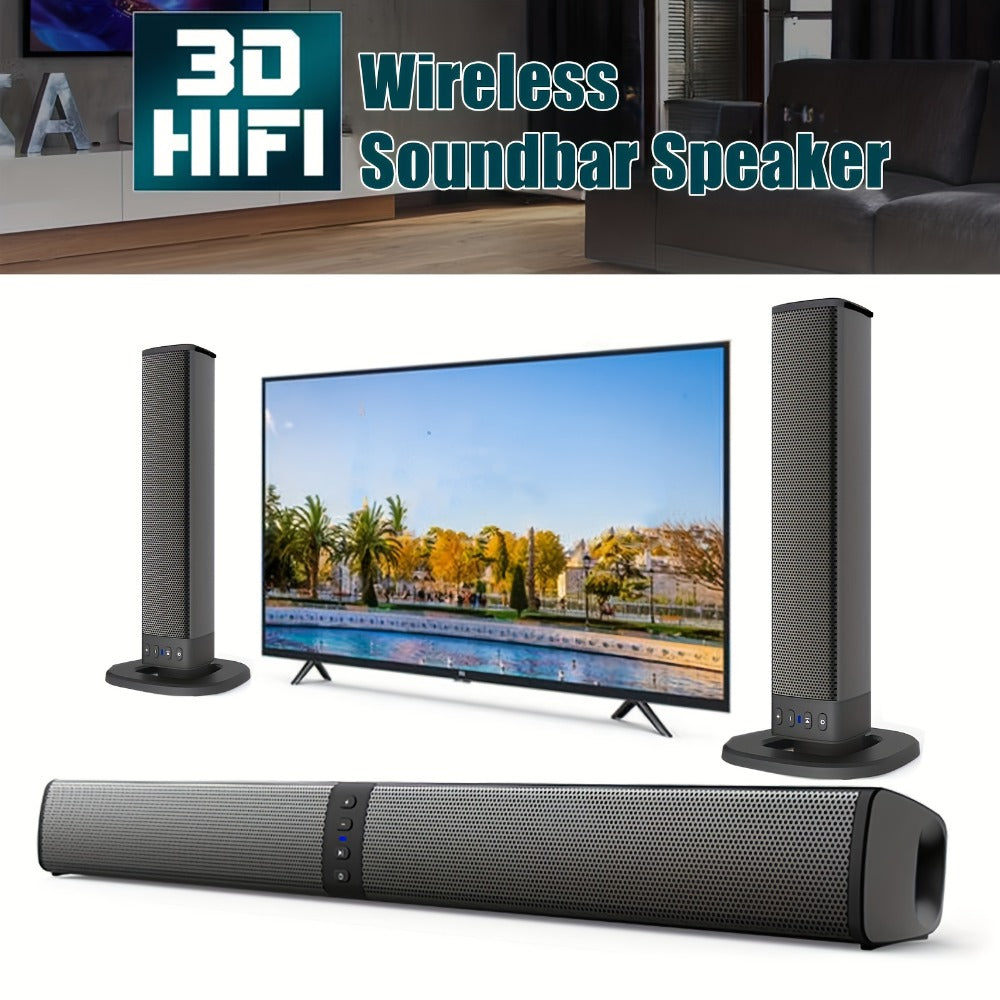 2-in-1 Detachable Wireless Soundbar for Smart TV, Surround Sound Bar with Bluetooth, RCA & AUX, Volume Control