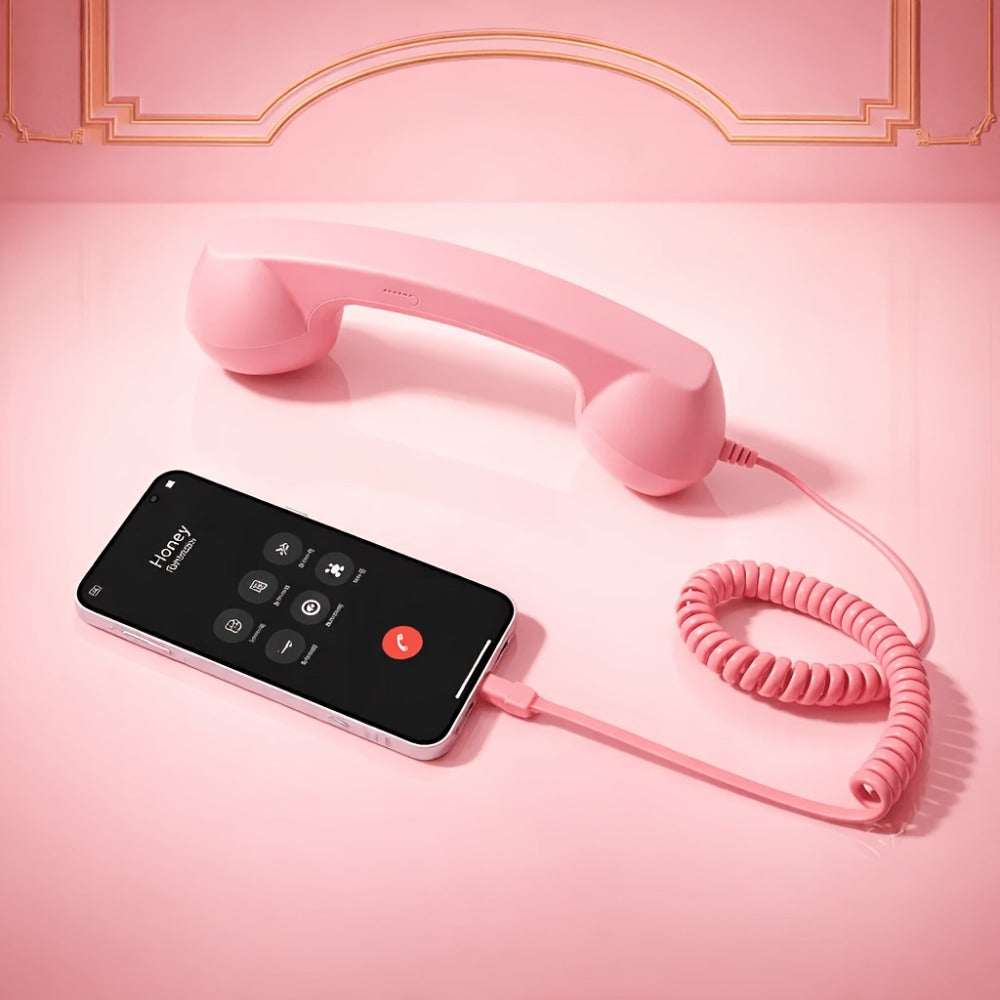 Anti-Radiation Phone Handset Retro USB-C Wired Receiver for Android, Built-in Mic, Grip, Plug-and-Play