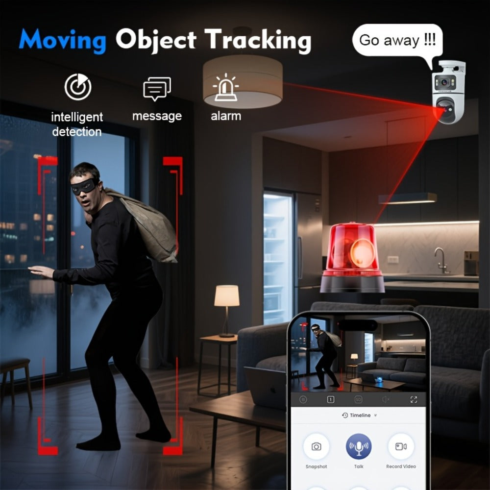 Security Camera 4K Dual-Lens Model with 2160P Video, Dual-Band WiFi, Color Night Vision and Tamper Detection