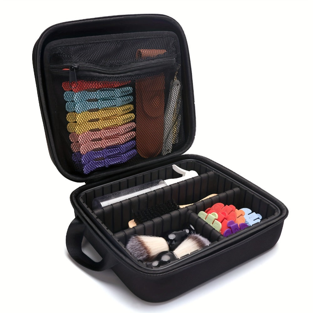 Hard Shell Barber Case Portable – Hair Clipper Trimmer Beauty Tools Organizer Travel Storage Bag Barbershop Styling Kit Carrying Case