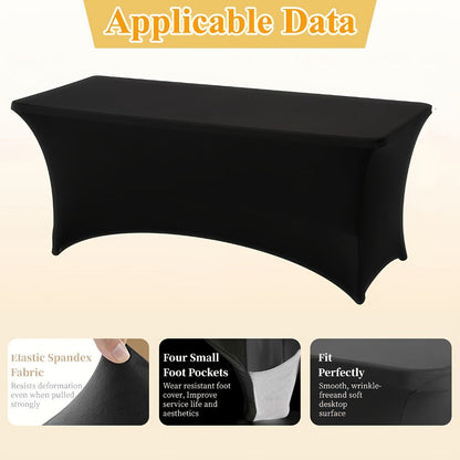 Spandex Tablecloth for 6 ft Rectangle Tables, Elastic Fitted Table Cover for Events, Parties, Weddings & Banquets
