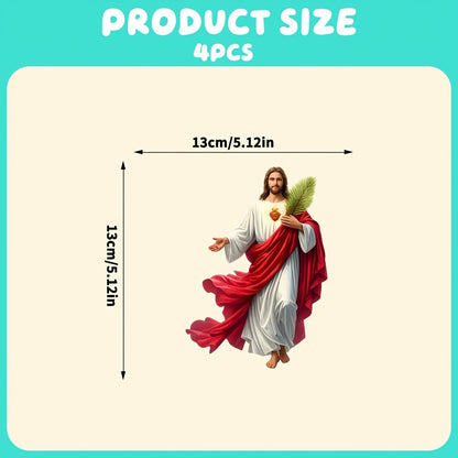 Four-Piece Red-and-White Robe Figure Sticker Set for Vehicle Windows and Other Flat Surfaces