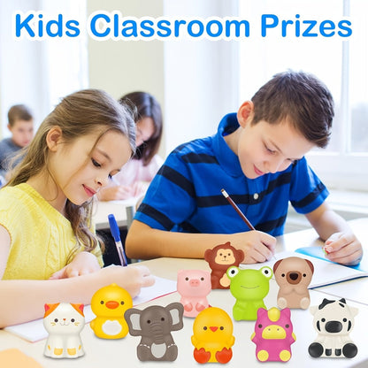 Cute Animal Toys 24 Pcs, Mini Kawaii Animal Squeeze Toys for Kids Birthday Party Favors, Classroom Prizes