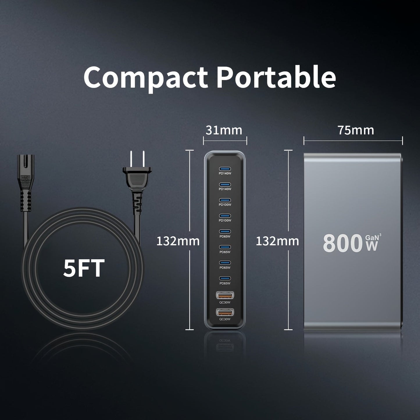 GaN Charging Station 1000W GaN3 10-Port USB-C Fast Charger for Laptops Tablets Smartphones for an Everyday Personal Care Routine