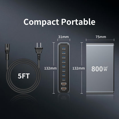 GaN Charging Station 1000W GaN3 10-Port USB-C Fast Charger for Laptops Tablets Smartphones for an Everyday Personal Care Routine