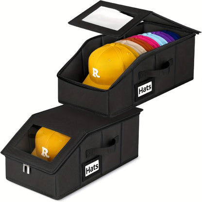 Hat Storage Box for Baseball Caps – Stackable Cap Organizer for Closet, Holds Up to 30 Caps, Freestanding Hat Boxes for Women & Men | 1pc