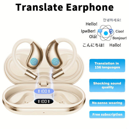 AI Translation Earbuds Bluetooth 5.4, 156 Languages Real-Time Two-Way Translation, Offline Mode, Audio Transcription & Photo Translation