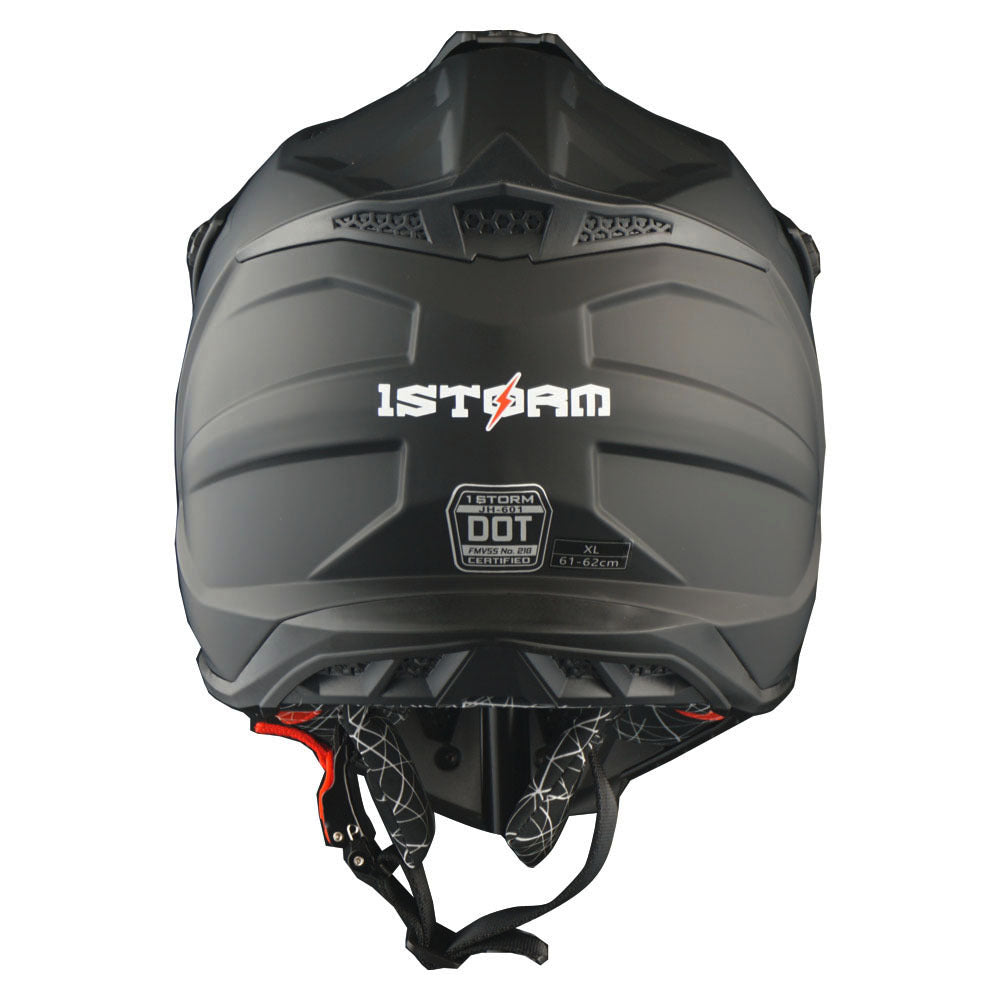 Motorcycle Helmet 1STORM Dirt-Bike Full-Face Shell with Peak Visor, XS-XXL Sizes, Padded Liner and Graphic Styles