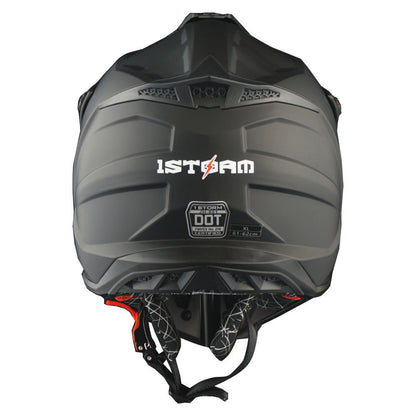 Motorcycle Helmet 1STORM Dirt-Bike Full-Face Shell with Peak Visor, XS-XXL Sizes, Padded Liner and Graphic Styles