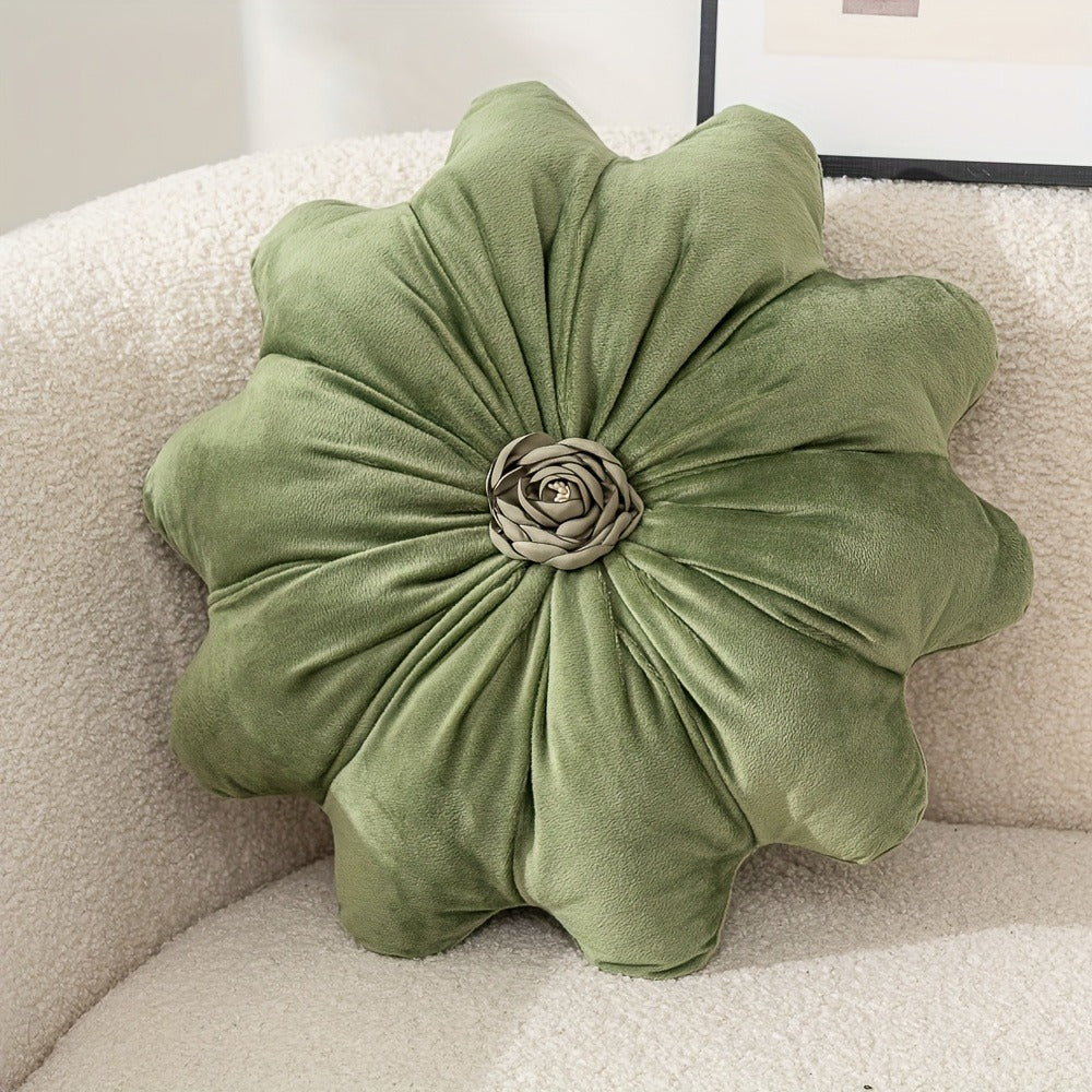 Round Flower Shaped Throw Pillow with Insert 16 Inch Soft Knit Decorative Cushion Machine Washable Zipper for Sofa Bed Car Home Decor 5