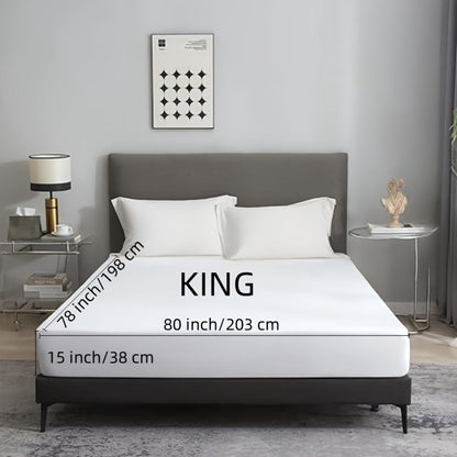 Two-Piece White Fitted Mattress Protector Set in Twin, Full, Queen or King 15-Inch-Pocket Checkouts