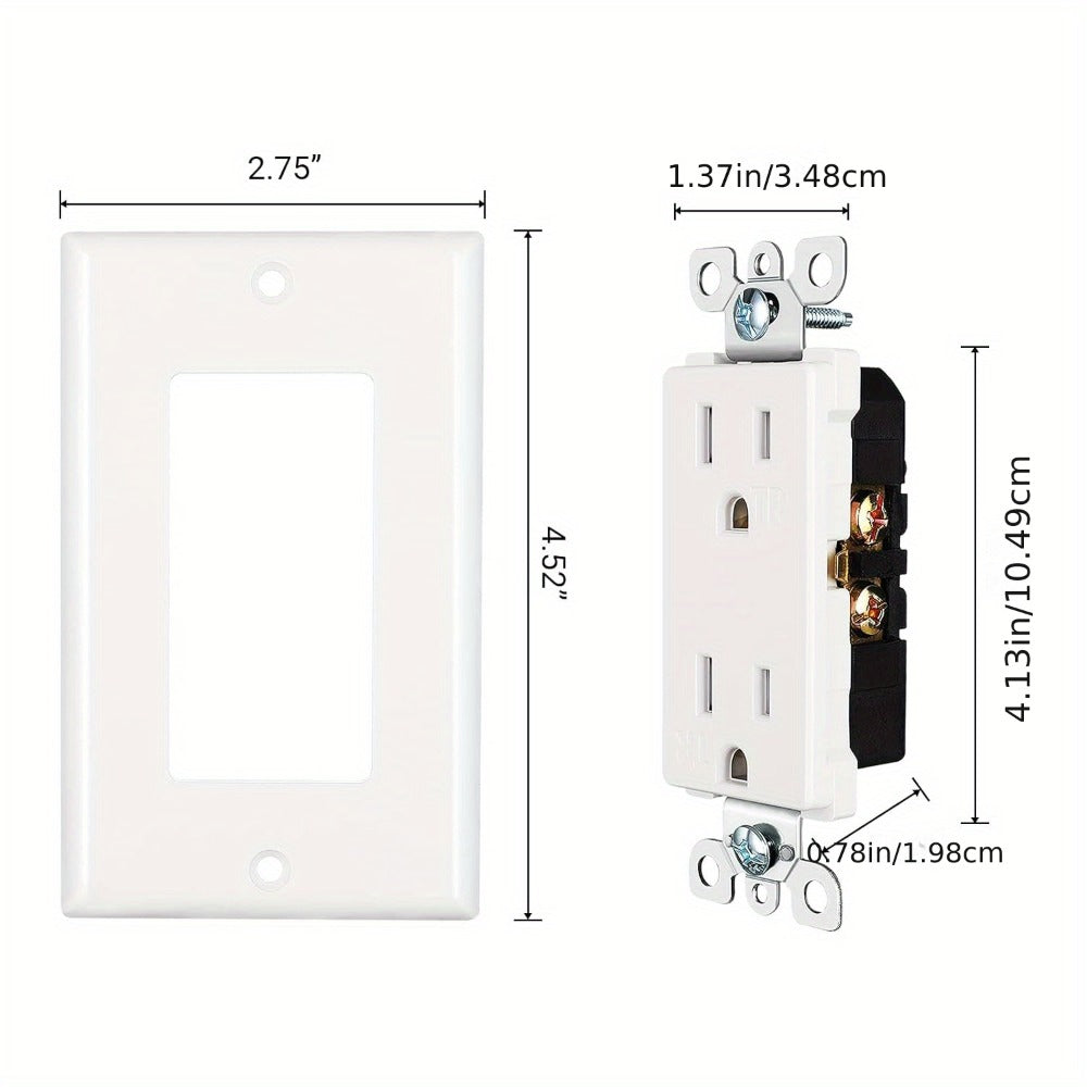 15 Amp Tamper Resistant Wall Outlet 20 Pack with Decorator Wall Plates Included Standard for Home Cooking, Dining and Outdoor Meals