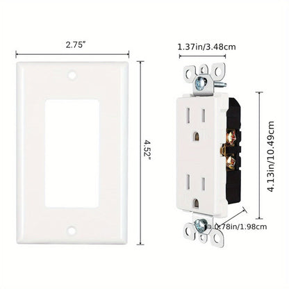 15 Amp Tamper Resistant Wall Outlet 20 Pack with Decorator Wall Plates Included Standard for Home Cooking, Dining and Outdoor Meals
