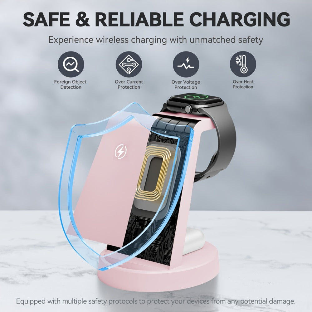 Wireless Charging Station, 3-in-1 Multi-Style Dock for iPhone, Samsung Galaxy, Apple Watch and AirPods