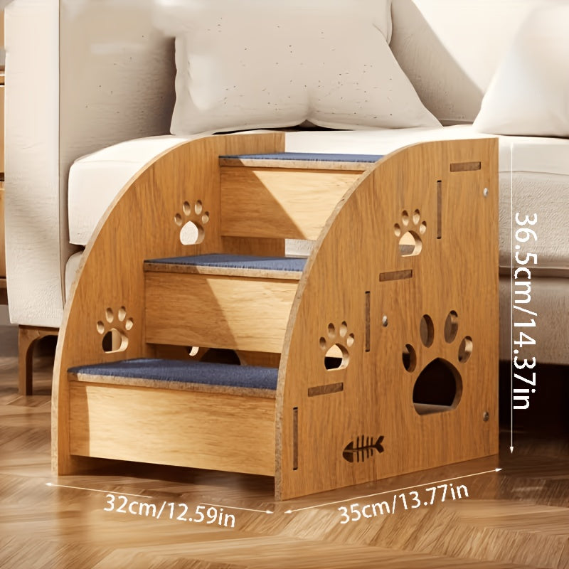 Dog Stairs for Bed & Couch Non-Slip – 3 to 5 Step Pet Steps with Safety Rails, Ramp Design for Small Medium Dogs, Cats & Senior Pets